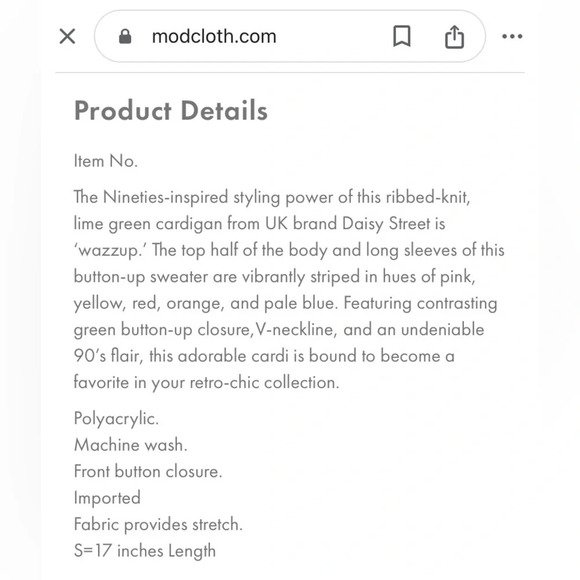 DAISY STREET x MODCLOTH Scream for Green Cardigan in Neon Green Stripes - Picture 8 of 8